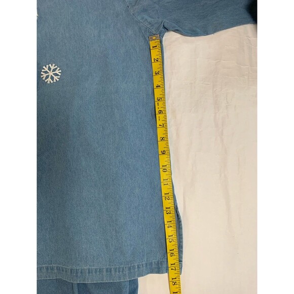 Quacker Factory Skirt Duo Womans 1X Blue Denim Blouse and Skirt with Snowman - Picture 10 of 13